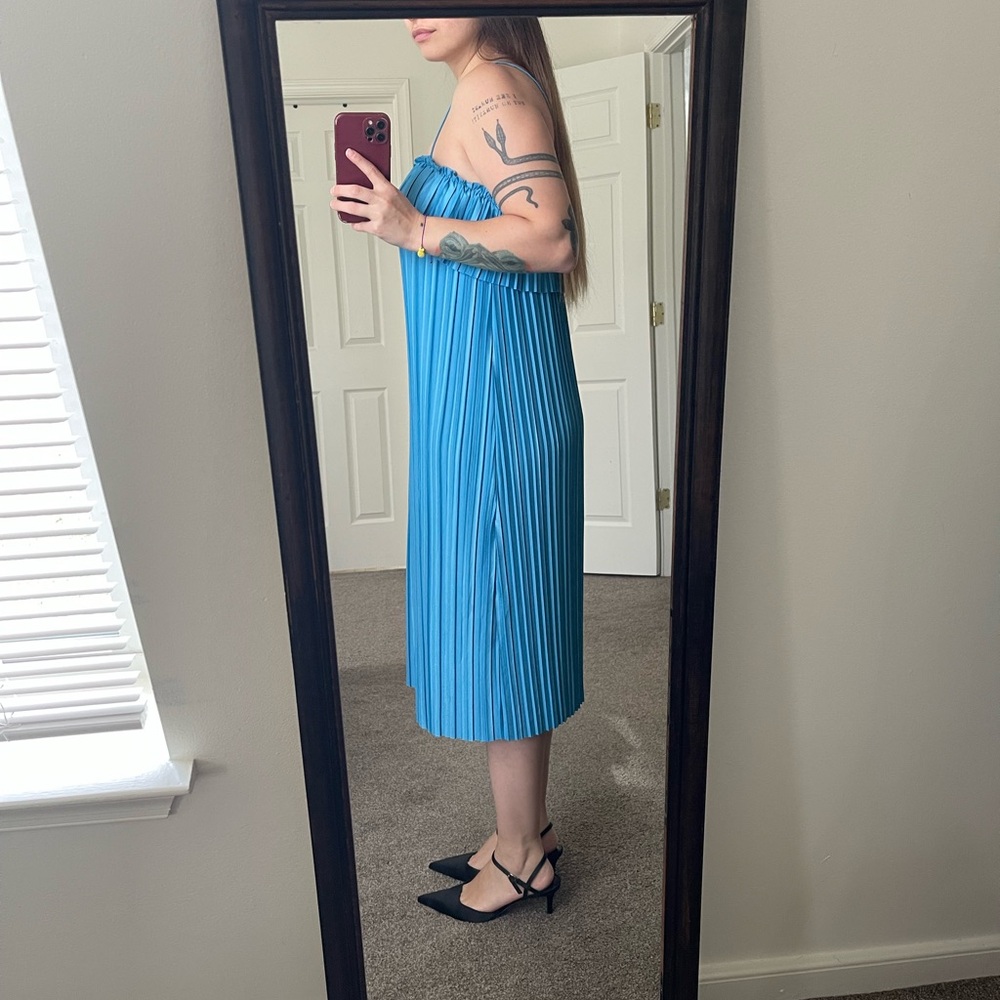 Zara Vibrant Blue Strapless Midi Dress